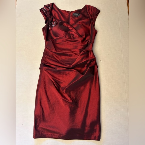 Dress Barn Collection cocktail metallic burgundy fully lined dress Sz-10.  X9 - Picture 6 of 13